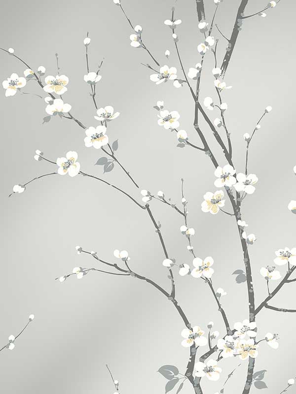 Monterey Silver Mist Floral Branch Wallpaper 292781808 by A Street Prints Wallpaper for sale at Wallpapers To Go