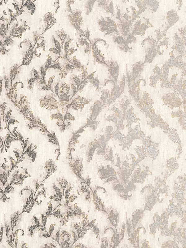 Lyra Light Grey Damask Wallpaper 292720106 by Brewster Wallpaper for sale at Wallpapers To Go