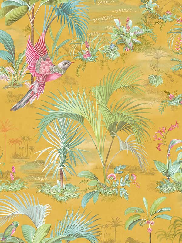 Calliope Yellow Palm Scenes Wallpaper 300143 by Eijffinger Wallpaper for sale at Wallpapers To Go