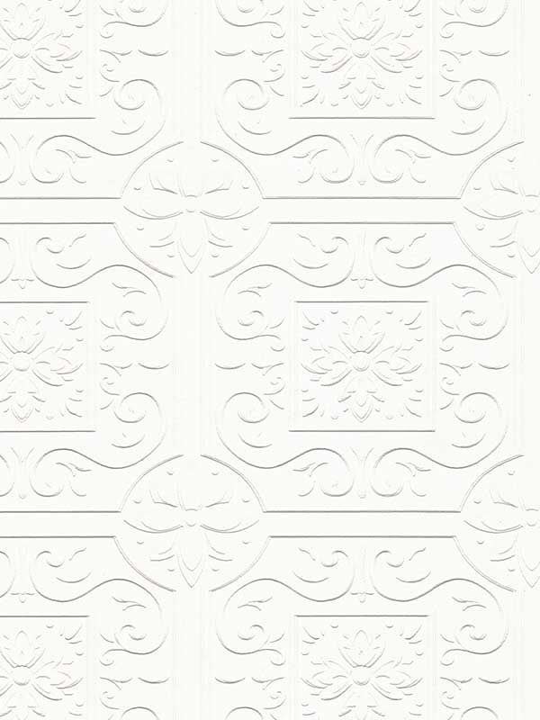 Ibold White Tin Ceiling Scroll Paintable Wallpaper 400059001 by Brewster Wallpaper for sale at Wallpapers To Go