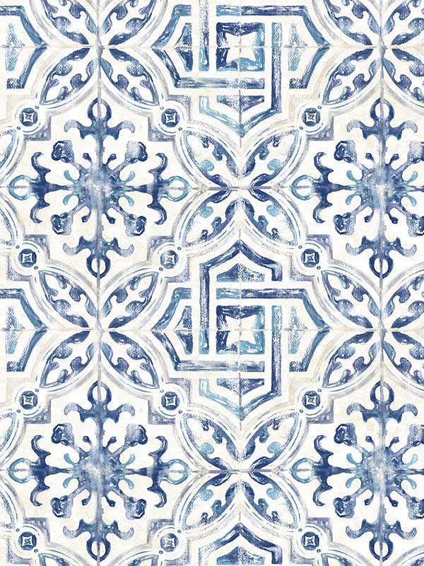 Sonoma Blue Spanish Tile Wallpaper 312312332 by Chesapeake Wallpaper for sale at Wallpapers To Go