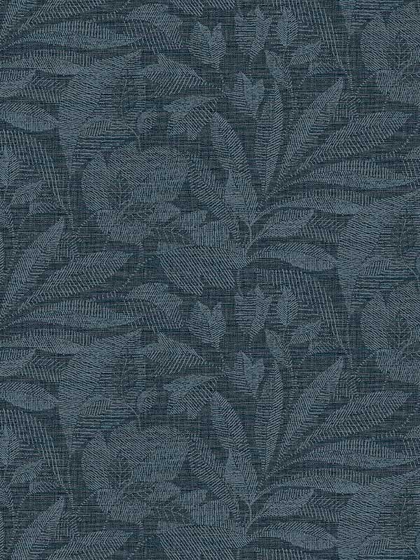 Lei Navy Etched Leaves Wallpaper 297186153 by A Street Prints Wallpaper for sale at Wallpapers To Go