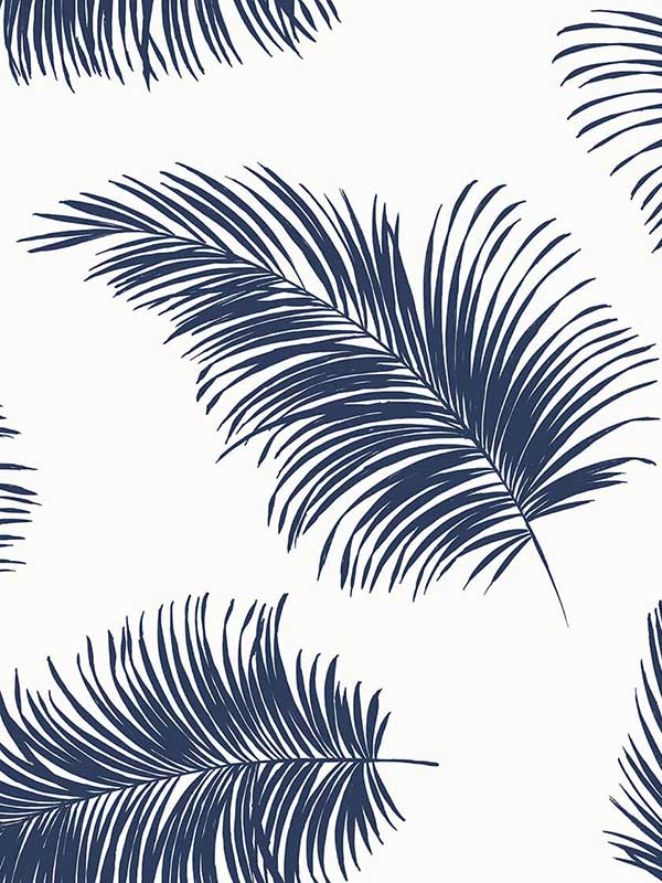 Tossed Palm White Navy Wallpaper LN20312 by NextWall Wallpaper for sale at Wallpapers To Go