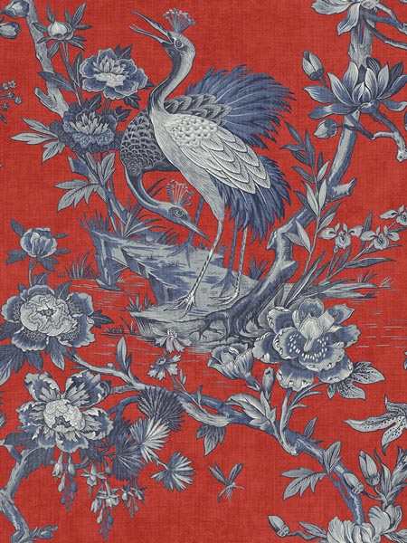 Crane Toile Wallpaper AF41301 by Pelican Prints Wallpaper for sale at Wallpapers To Go