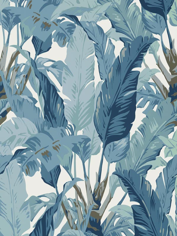 Travelers Palm Spa Blue Wallpaper T10128 by Thibaut Wallpaper for sale at Wallpapers To Go