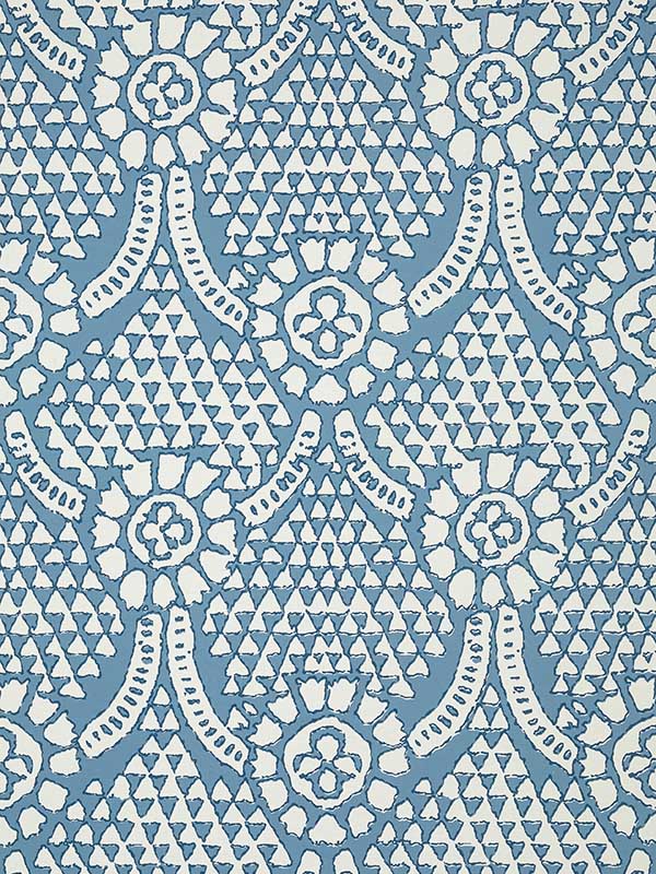Chamomile Blue and White Wallpaper T14314 by Thibaut Wallpaper for sale at Wallpapers To Go