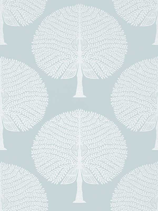Mulberry Tree Spa Blue Wallpaper T10600 by Thibaut Wallpaper for sale at Wallpapers To Go