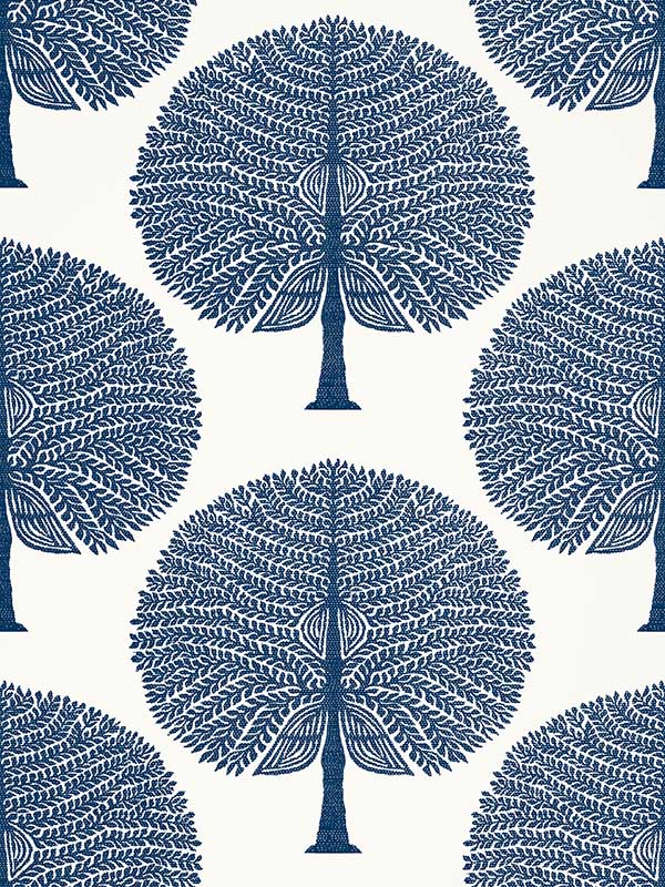 Mulberry Tree Navy Wallpaper T10603 by Thibaut Wallpaper for sale at Wallpapers To Go