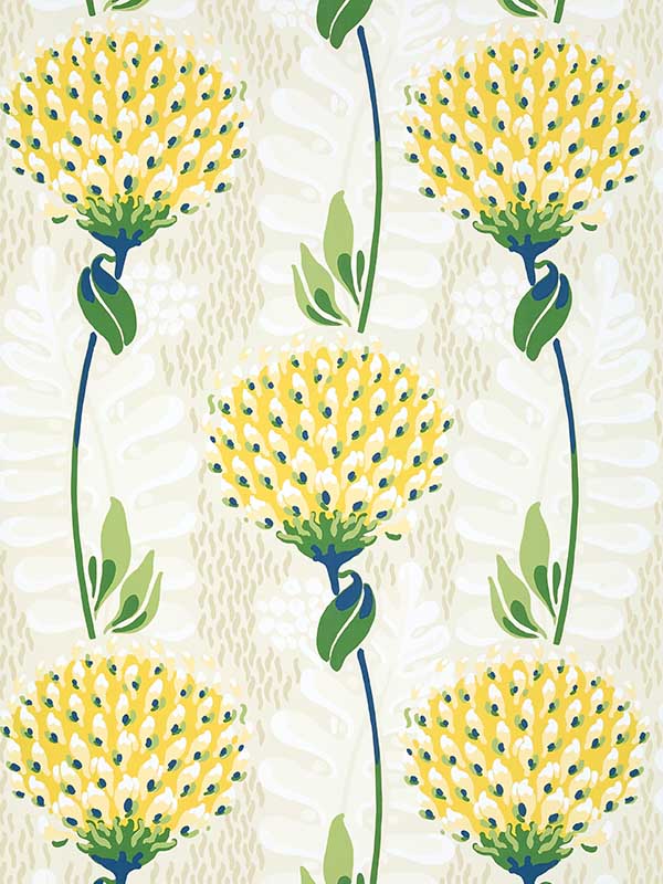 Tiverton Yellow Wallpaper T10646 by Thibaut Wallpaper for sale at Wallpapers To Go