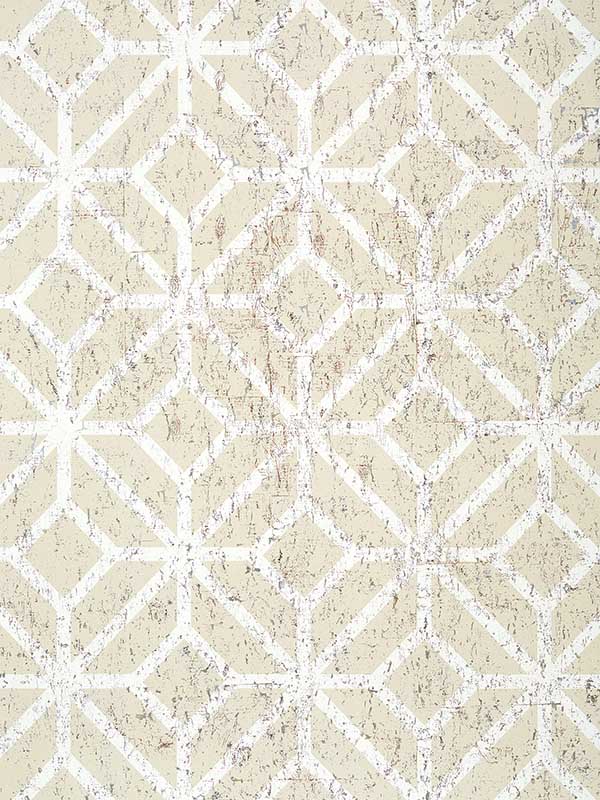 Mamora Trellis Cork Beige on White Wallpaper T10412 by Thibaut Wallpaper for sale at Wallpapers To Go