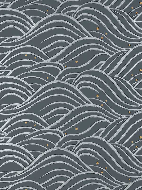 Waves Charcoal Wallpaper AT9876 by Anna French Wallpaper for sale at Wallpapers To Go