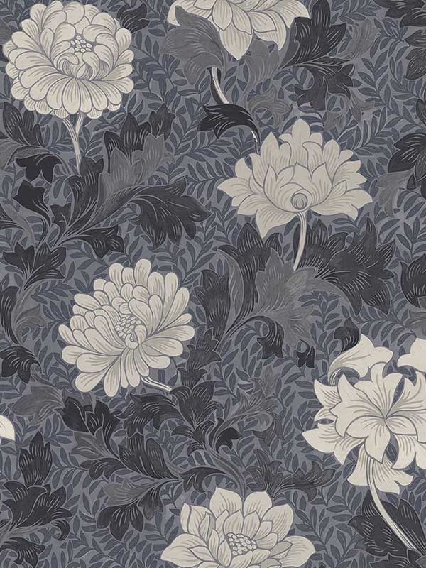 Morrissey Flower Pewter Wallpaper FJ41209 by Mayflower Wallpaper for sale at Wallpapers To Go