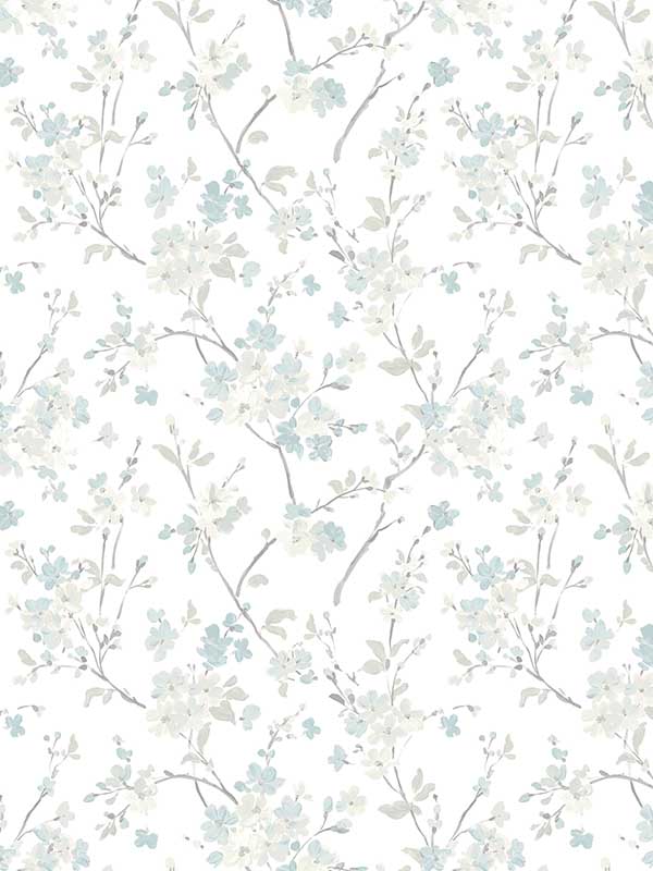 Glinda Aqua Floral Trail Wallpaper 312210910 by Chesapeake Wallpaper for sale at Wallpapers To Go