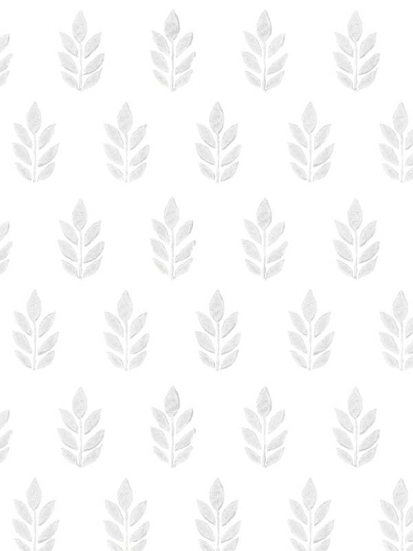 Ervic Light Grey Leaf Block Print Wallpaper 312211310 by Chesapeake Wallpaper for sale at Wallpapers To Go