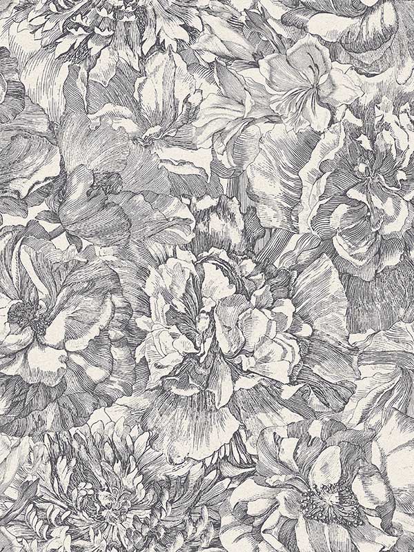 Auguste Charcoal Floral Wallpaper 307340 by Eijffinger Wallpaper for sale at Wallpapers To Go