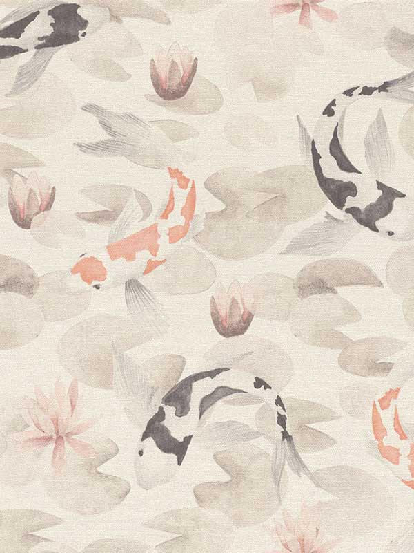 Nobu Beige Koi Fish Wallpaper 4035409420 by Advantage Wallpaper for sale at Wallpapers To Go