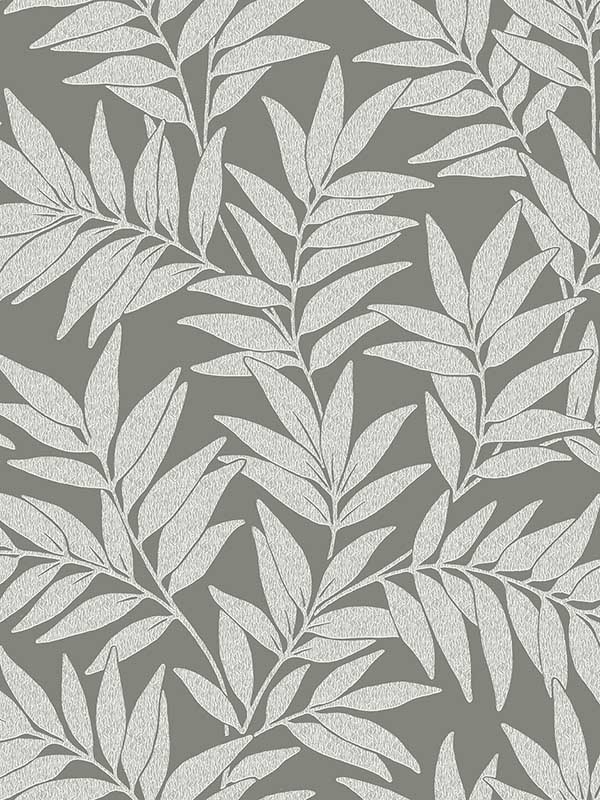 Morris Dark Grey Leaf Wallpaper 297026123 by A Street Prints Wallpaper for sale at Wallpapers To Go