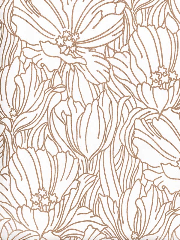 Selwyn Metallic Copper Floral Wallpaper 297087358 by A Street Prints Wallpaper for sale at Wallpapers To Go