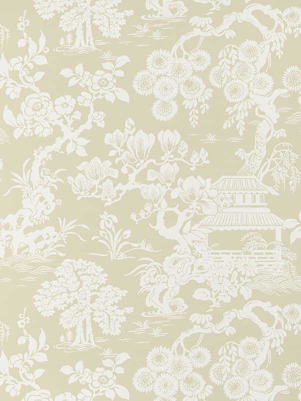 Japanese Garden Beige Wallpaper T13300 by Thibaut Wallpaper for sale at Wallpapers To Go