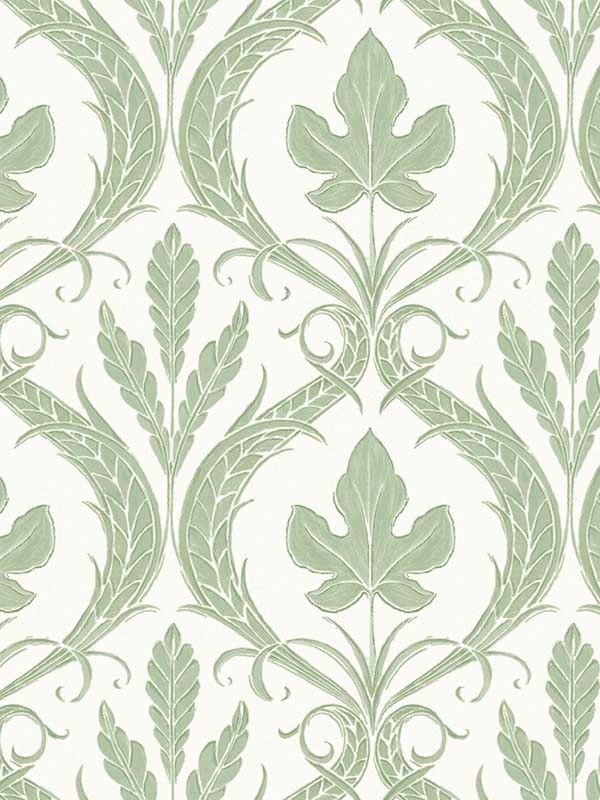 Adirondack Damask Green White Wallpaper DM4921 by York Wallpaper for sale at Wallpapers To Go