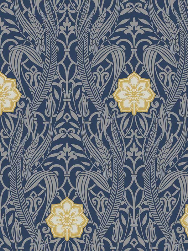 Gatsby Damask Navy Wallpaper DM4994 by York Wallpaper for sale at Wallpapers To Go