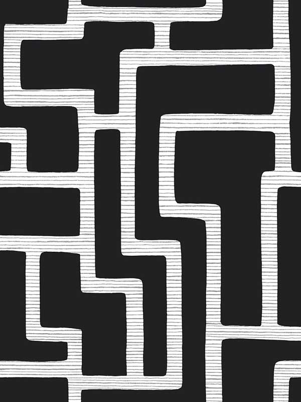 Graphic Polyomino Black White Wallpaper BW3831 by York Wallpaper for sale at Wallpapers To Go