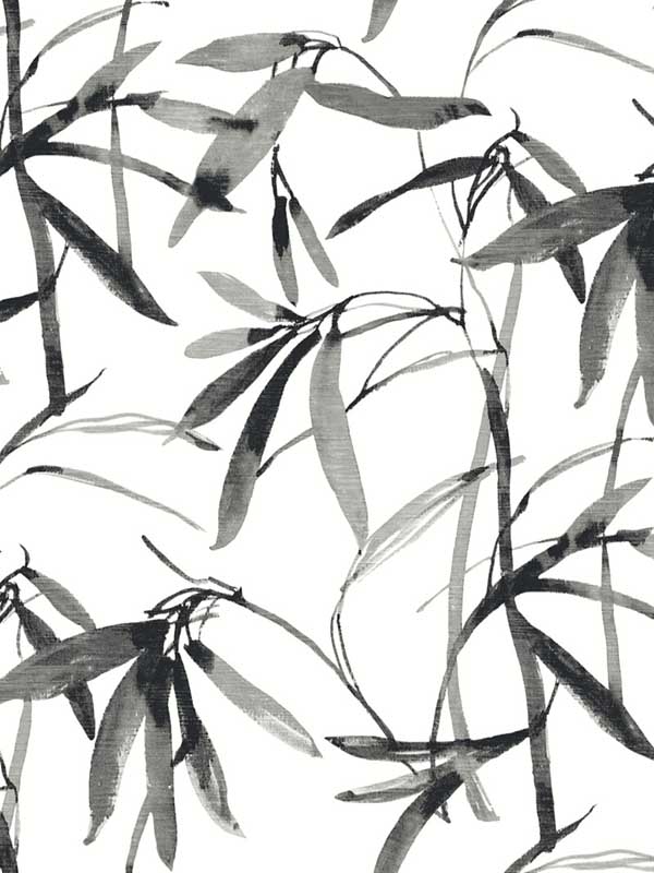 Bamboo Ink Black White Wallpaper BW3843 by York Wallpaper