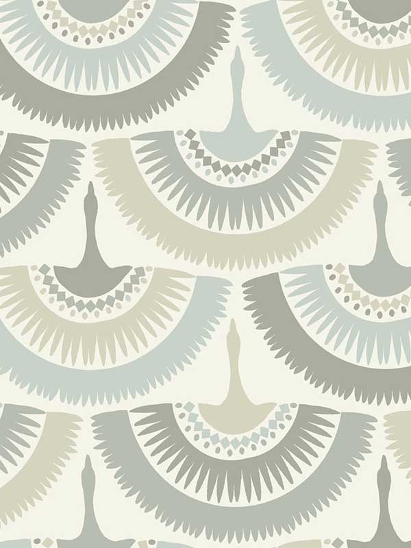Feather and Fringe Cream Blue Wallpaper BO6643 by Antonina Vella Wallpaper for sale at Wallpapers To Go