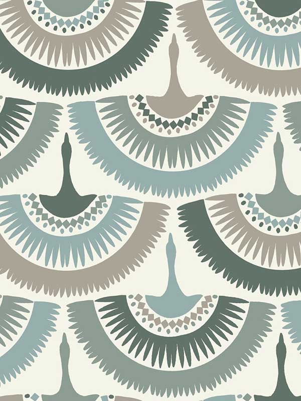Feather and Fringe Green Wallpaper BO6644 by Antonina Vella Wallpaper for sale at Wallpapers To Go