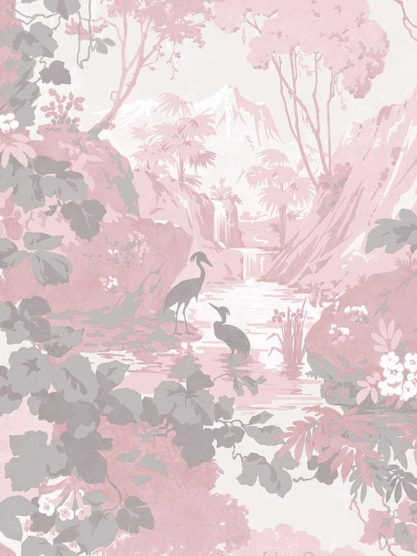 Eden Pink Crane Lagoon Wallpaper M1676 by Brewster Wallpaper for sale at Wallpapers To Go