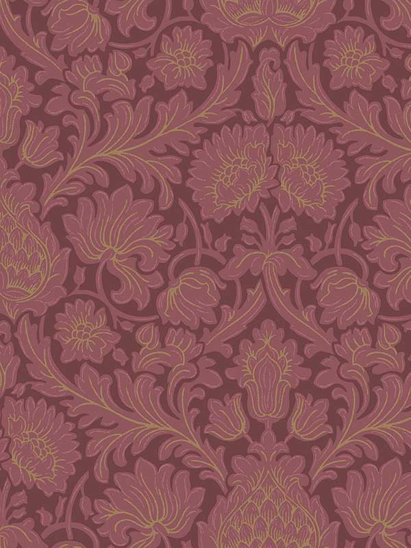 Bamburg Red Floral Wallpaper M1680 by Brewster Wallpaper for sale at Wallpapers To Go