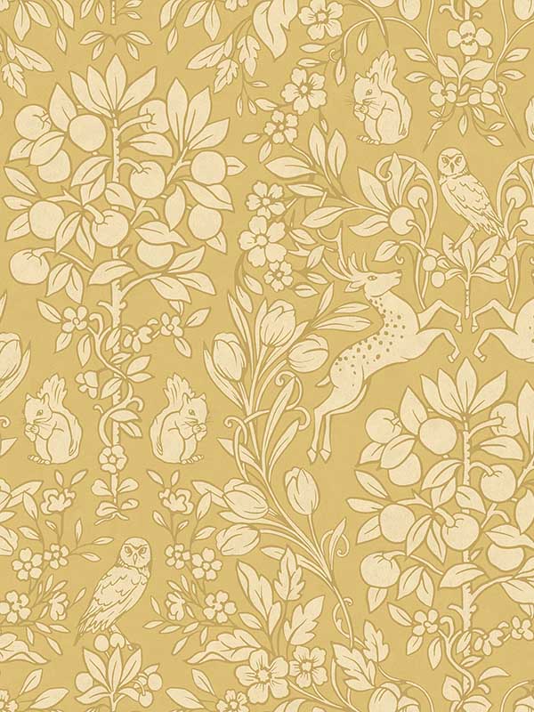 Richmond Mustard Floral Wallpaper M1689 by Brewster Wallpaper for sale at Wallpapers To Go