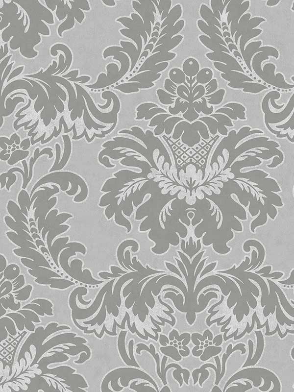 Windsor Grey Damask Wallpaper M1705 by Brewster Wallpaper for sale at Wallpapers To Go