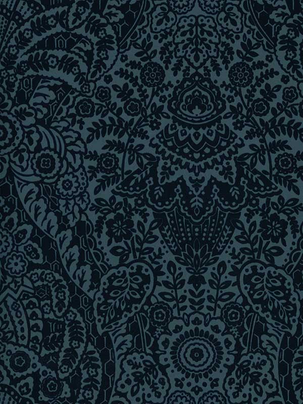 Maris Indigo Flock Damask Wallpaper 297387367 by A Street Prints Wallpaper for sale at Wallpapers To Go