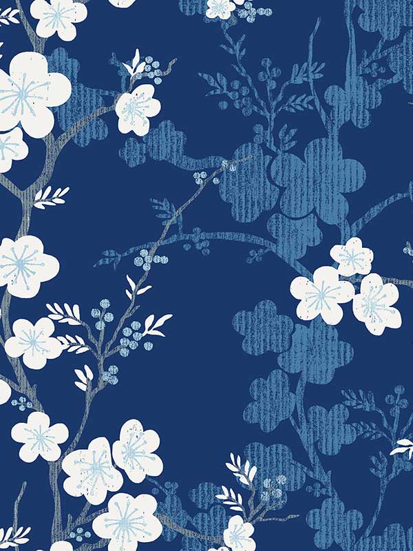 Nicolette Navy Floral Trail Wallpaper 297390104 by A Street Prints Wallpaper for sale at Wallpapers To Go