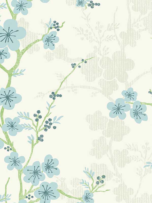 Nicolette Light Blue Floral Trail Wallpaper 297390107 by A Street Prints Wallpaper for sale at Wallpapers To Go