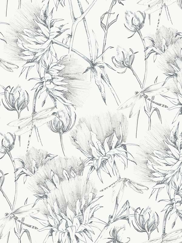 Mariell Grey Dragonfly Wallpaper 297390402 by A Street Prints Wallpaper for sale at Wallpapers To Go