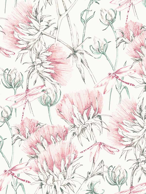 Mariell Pink Dragonfly Wallpaper 297390405 by A Street Prints Wallpaper for sale at Wallpapers To Go