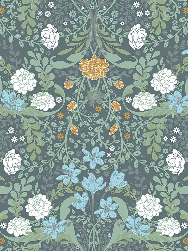 Froso Turquoise Garden Damask Wallpaper 299924106 by A Street Prints Wallpaper for sale at Wallpapers To Go