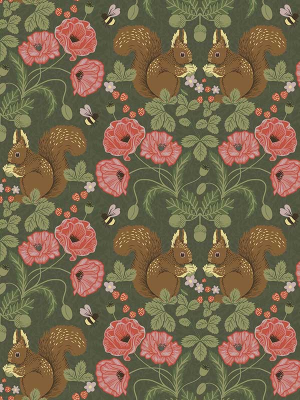 Kurre Dark Green Woodland Damask Wallpaper 299944124 by A Street Prints Wallpaper for sale at Wallpapers To Go