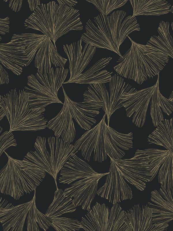Ginkgo Toss Black Wallpaper DD3742 by Antonina Vella Wallpaper for sale at Wallpapers To Go