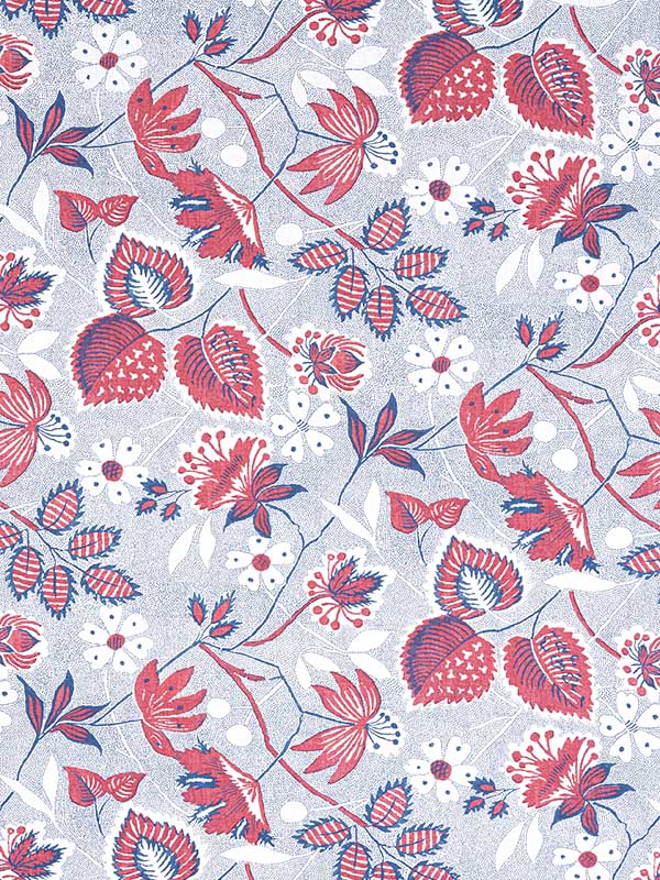 Indienne Hazel Red and Blue Fabric AF15115 by Anna French Fabrics for sale at Wallpapers To Go