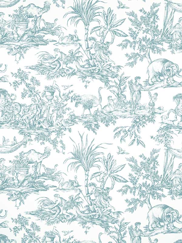 Antilles Toile Spa Blue Fabric AF15170 by Anna French Fabrics for sale at Wallpapers To Go