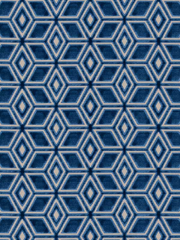 Jardin Maze Velvet Navy Fabric AW72986 by Anna French Fabrics for sale at Wallpapers To Go