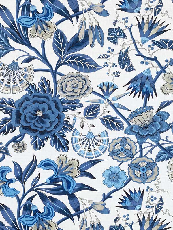 Cleo Blue and White Fabric AF9621 by Anna French Fabrics for sale at Wallpapers To Go