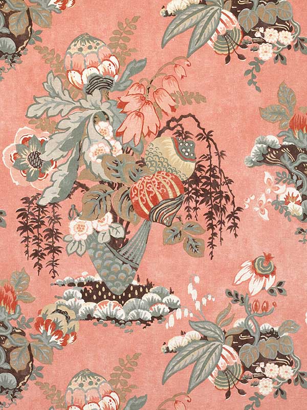 Fairbanks Salmon Fabric AF9645 by Anna French Fabrics for sale at Wallpapers To Go