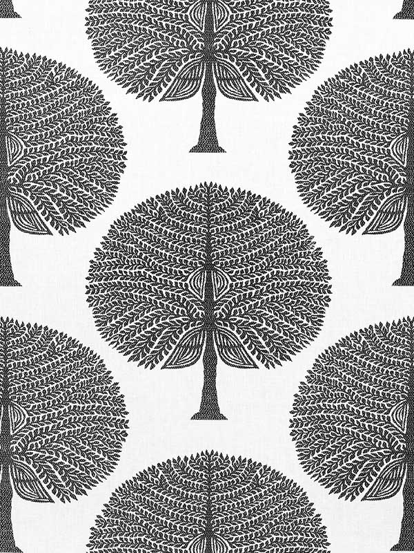 Mulberry Tree Black and White Fabric F910602 by Thibaut Fabrics for sale at Wallpapers To Go
