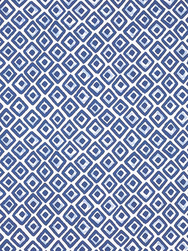 Indian Diamond Blue Fabric F910660 by Thibaut Fabrics for sale at Wallpapers To Go