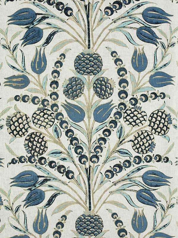 Corneila Aqua and Blue Fabric F972602 by Thibaut Fabrics for sale at Wallpapers To Go
