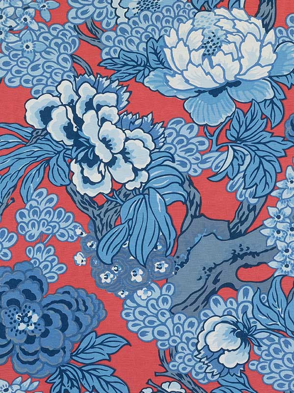 Honshu Red and Blue Fabric F975489 by Thibaut Fabrics for sale at Wallpapers To Go